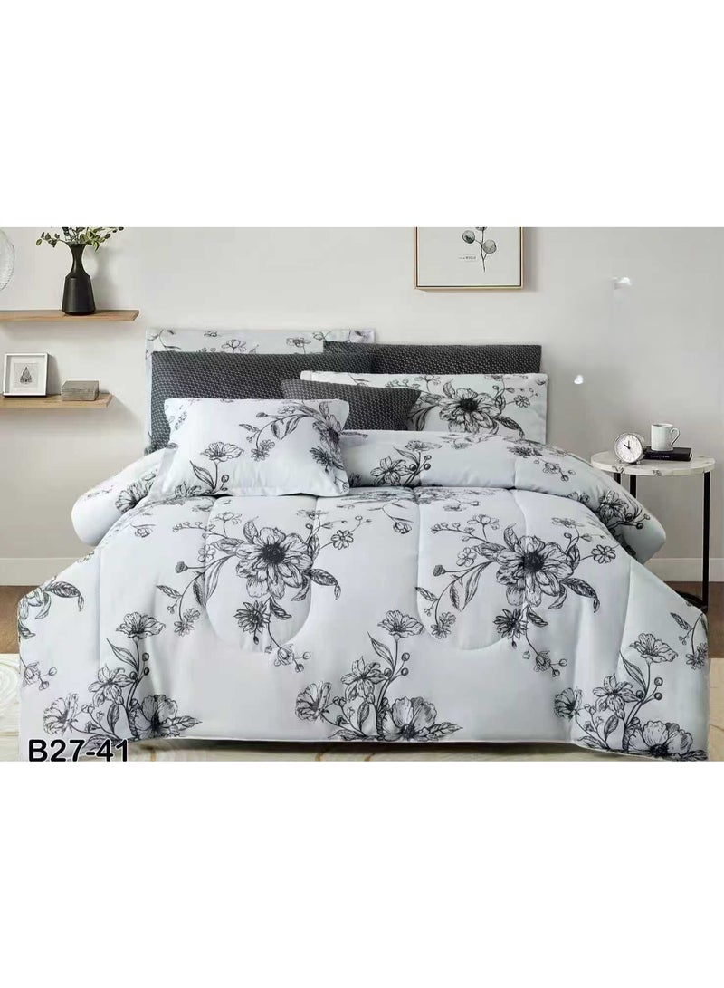 SFT Luxury summer double bed sheet set made of microfiber material, 8 pieces: 1 quilt 260*240cm, 1 sheet 200*200cm, 4 pillowcases 50*75cm, 2 cushion covers 45*45cm. - Image 1
